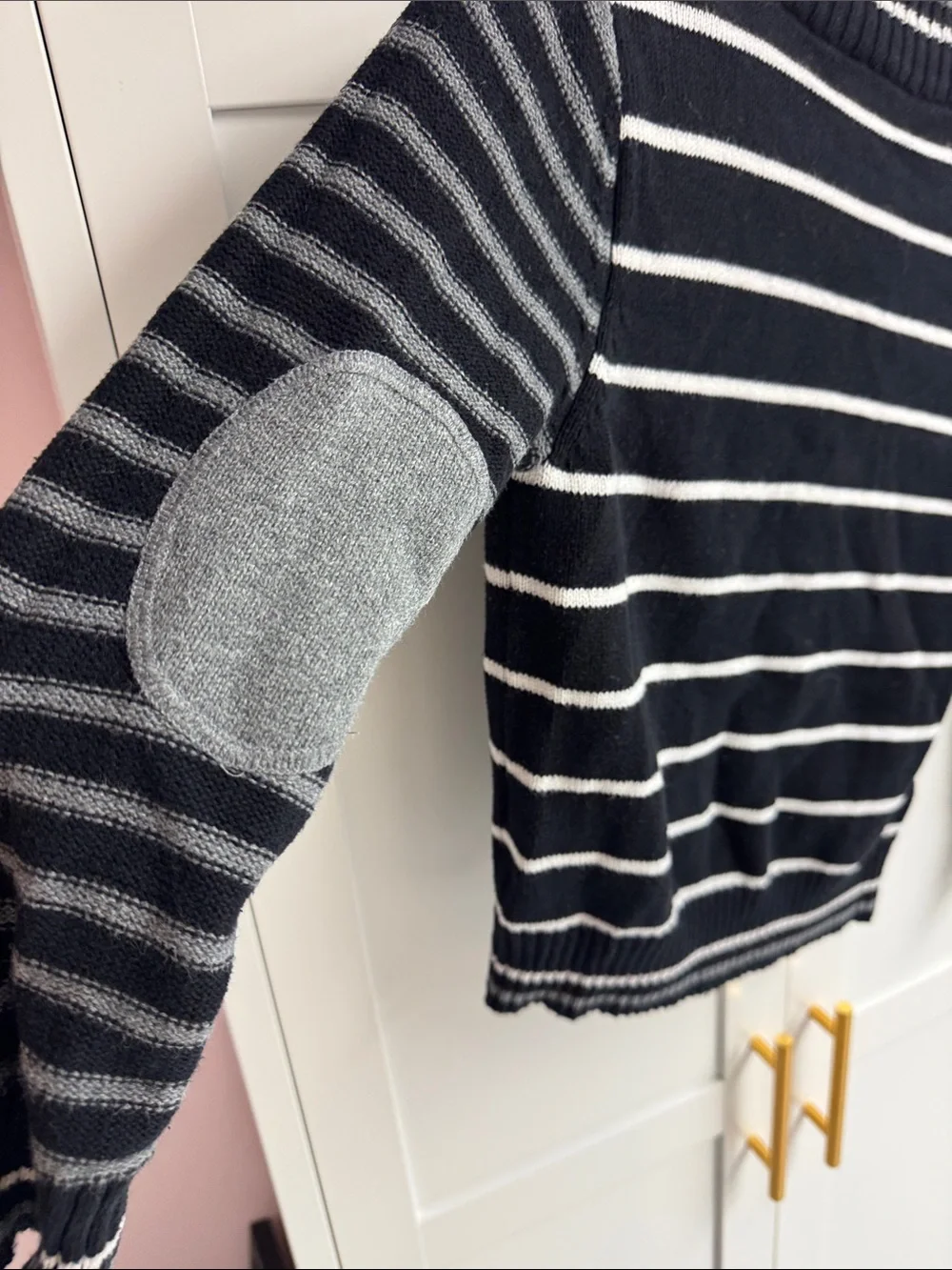 Hanna Andersson Black, White & Gray Striped Zip-Up Sweater